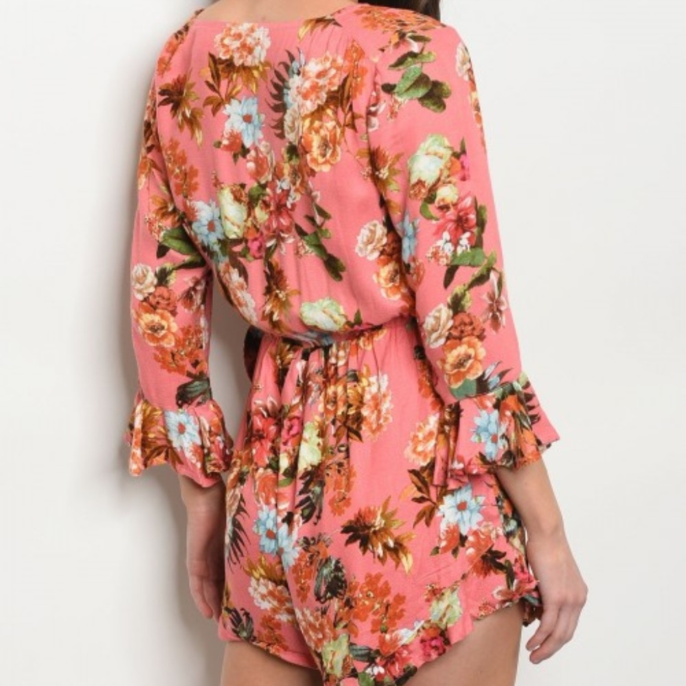 Last One! SM Get Lucky LA Pink Floral Romper - Picture 2 of 8